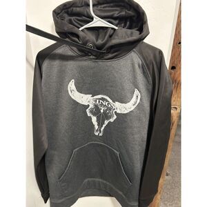 Kings Camo Performance Hoodie Men's Medium Gray Black Deer Skull Hunting Hoodie